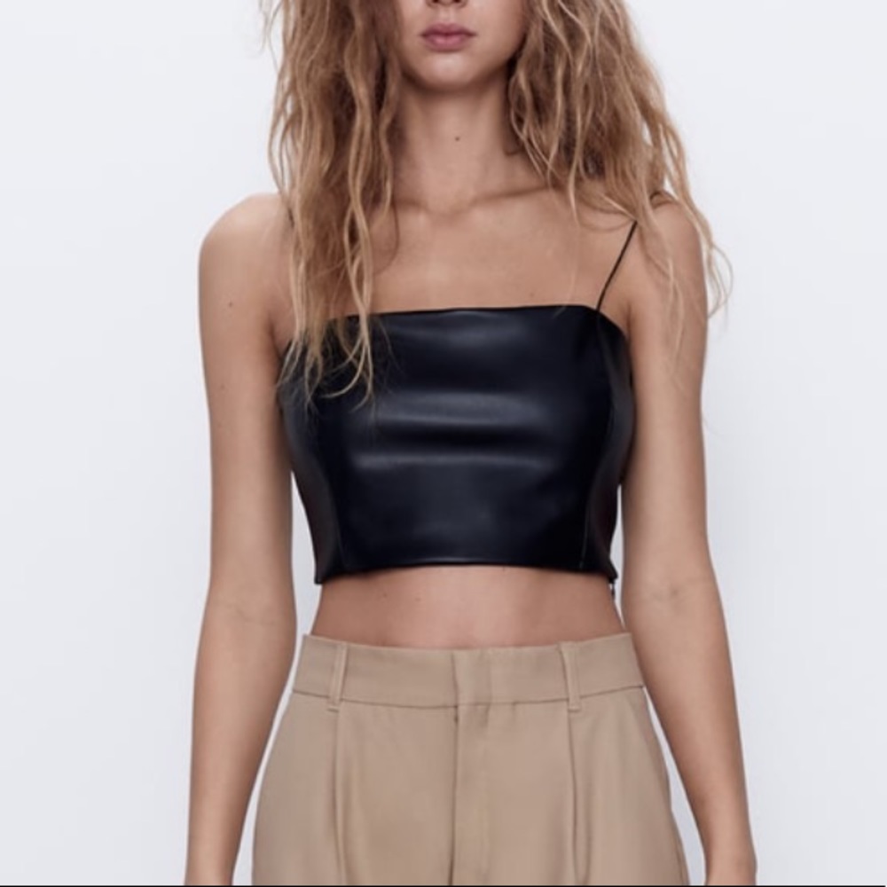 Faux leather crop top